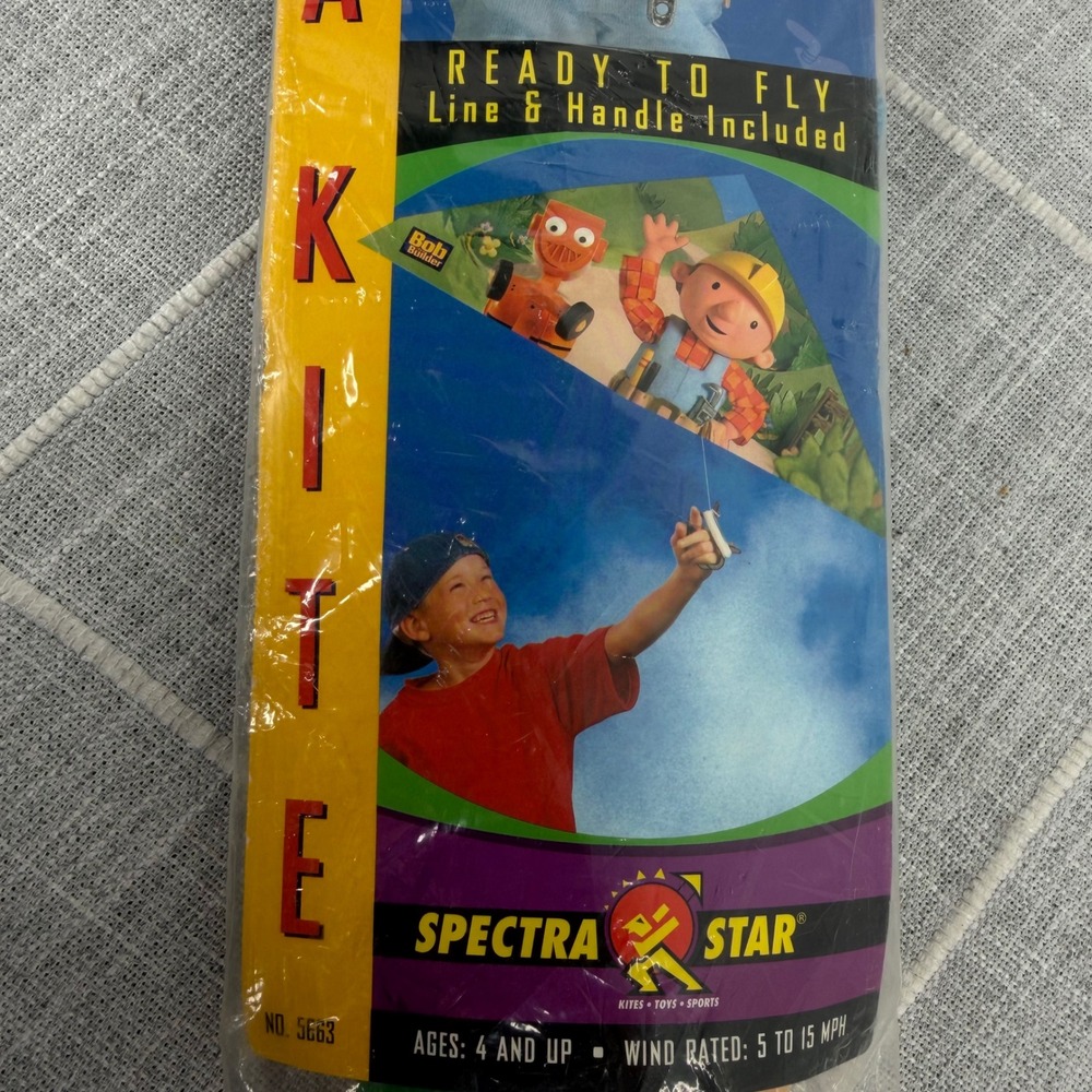 Vintage Bob the Builder Delta Kite 52" Spectra Star 2002 Ready To Fly NOS Y2K